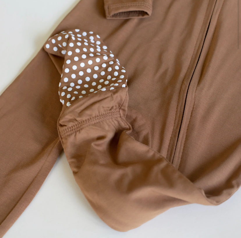 Pip & Phee - Bamboo Footed Sleeper (Caramel) moon