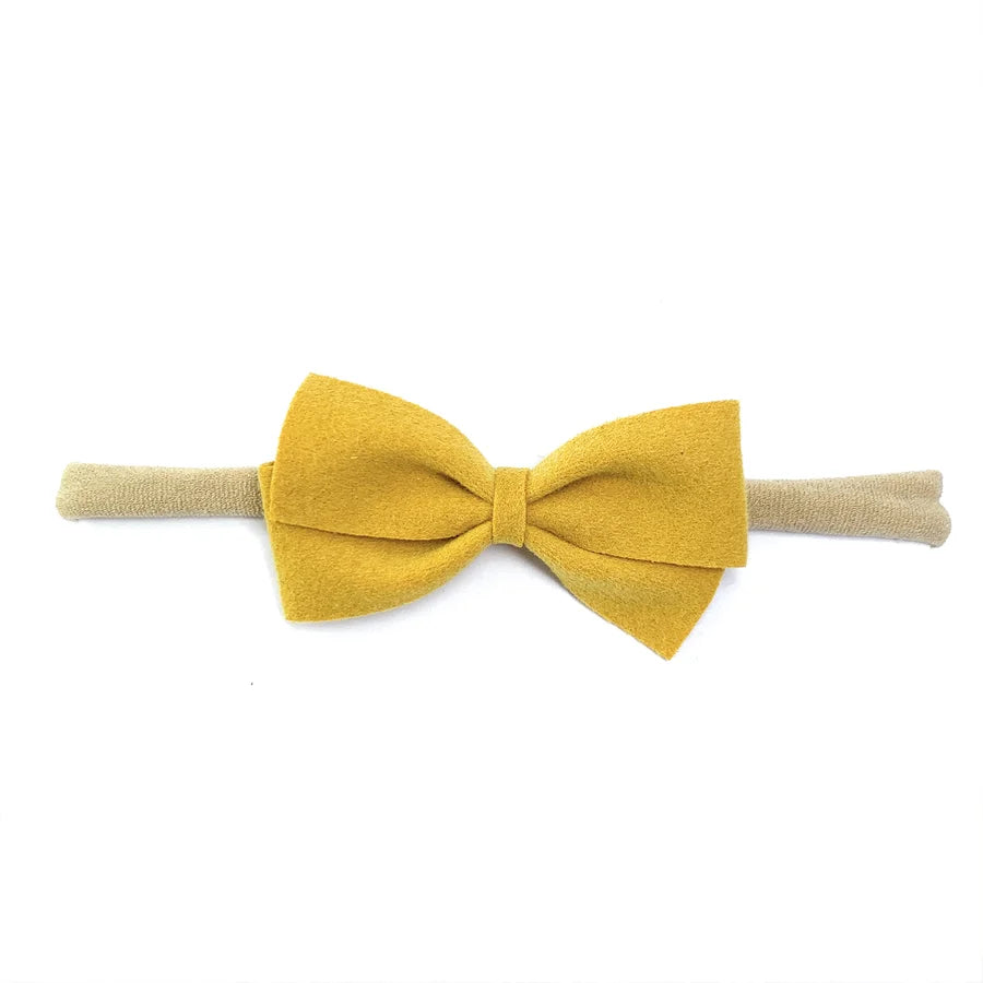 Faux Suede Bow Mustard Headband