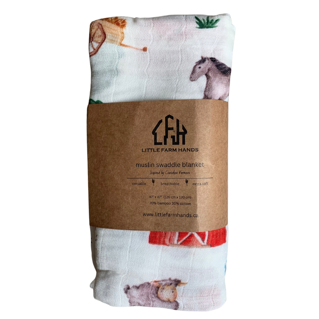 Farmyard Friends Muslin Swaddle