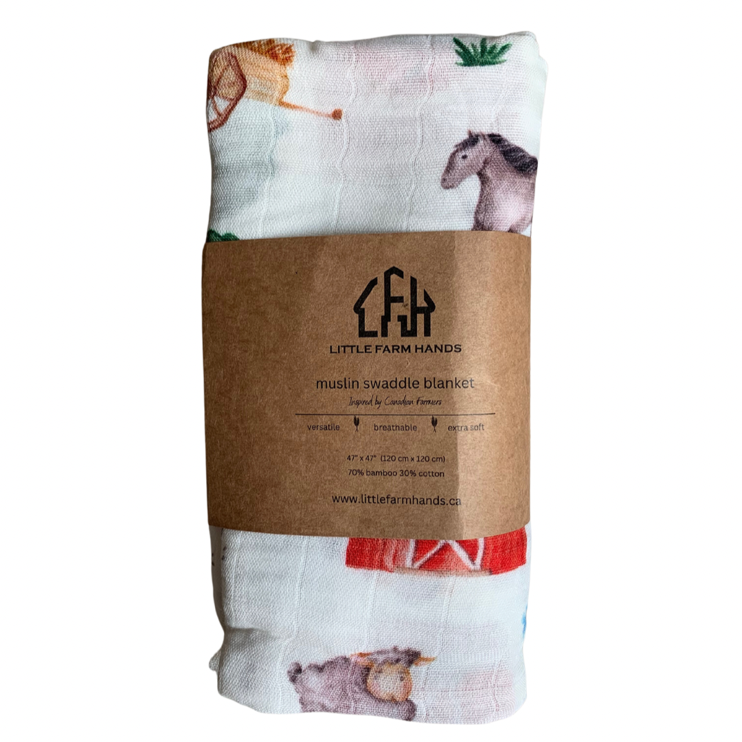 Farm animal muslin blanket sale