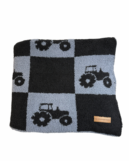Checkers & Tractors | Farm Family Plush Blanket - (47” x 59”)