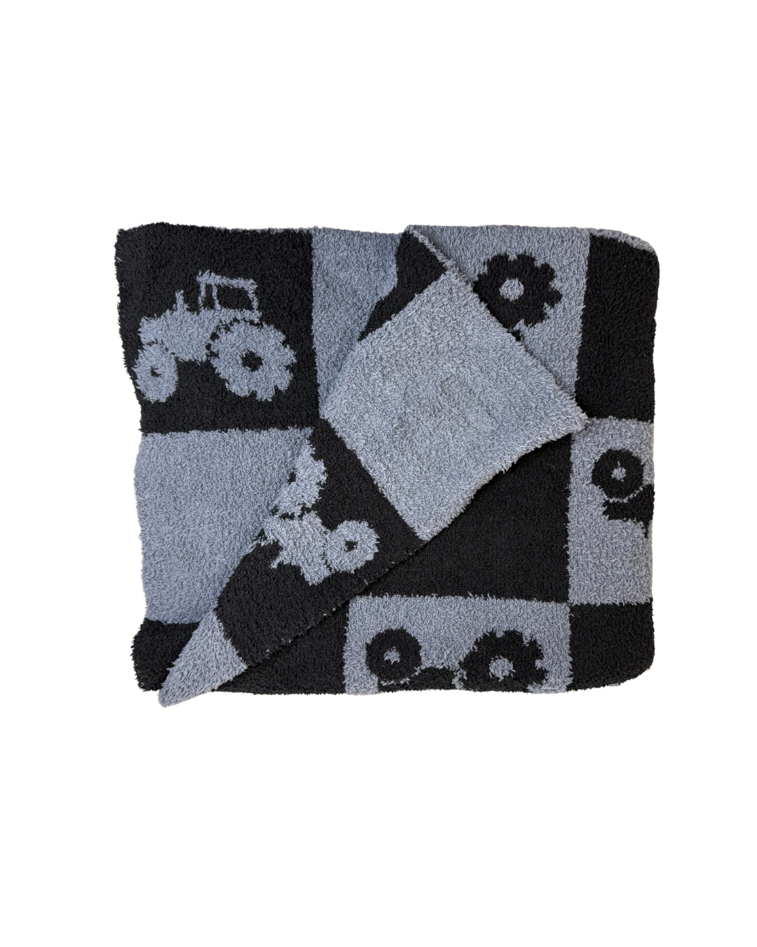 Checkers & Tractors | Farm Family Plush Blanket - (47” x 59”)