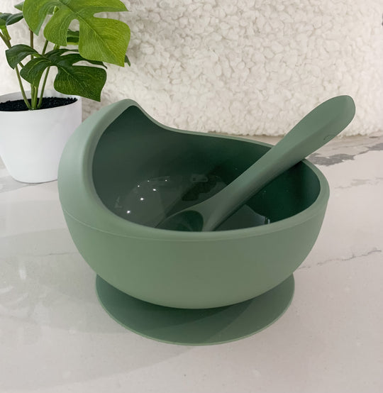 Simply Sage Silicone Suction Bowl w/ Spoon Set