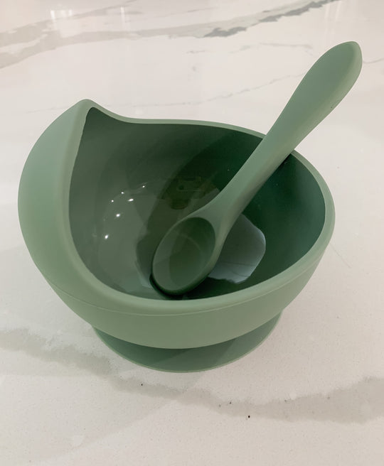 Simply Sage Silicone Suction Bowl w/ Spoon Set