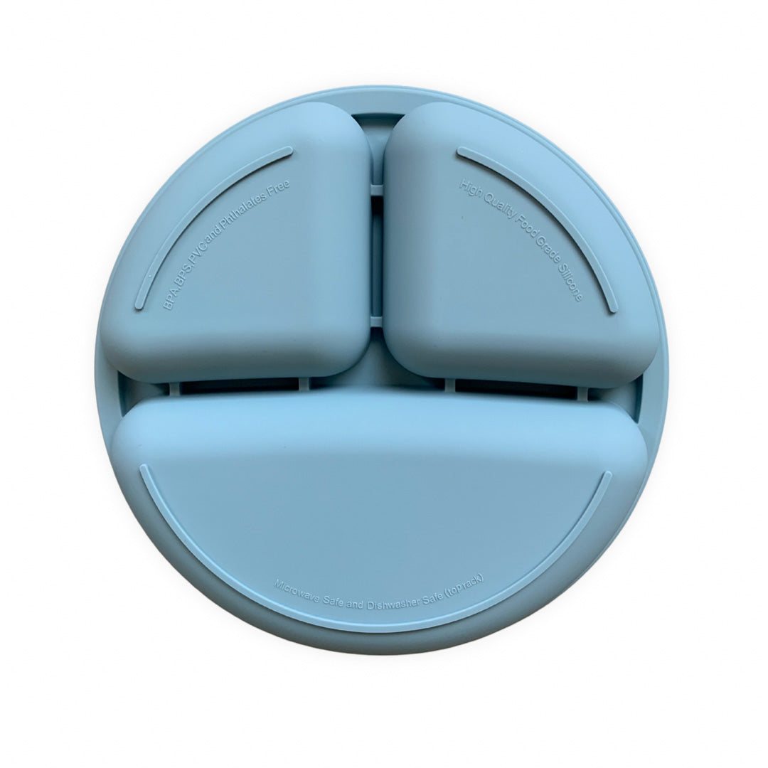 Prairie Sky Blue Silicone Divider Plate w/ Fork