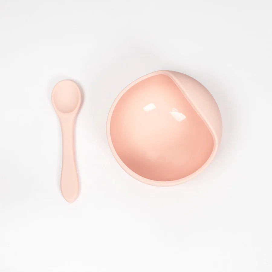 Blush Silicone Suction Bowl w/ Spoon Set