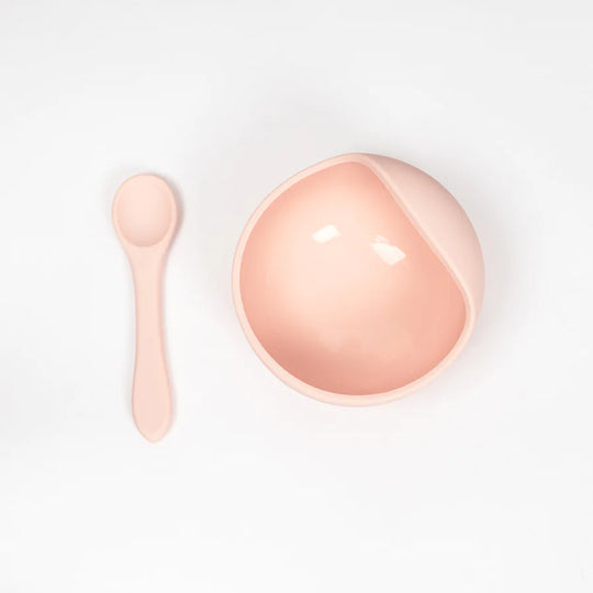 Blush Silicone Suction Bowl w/ Spoon Set
