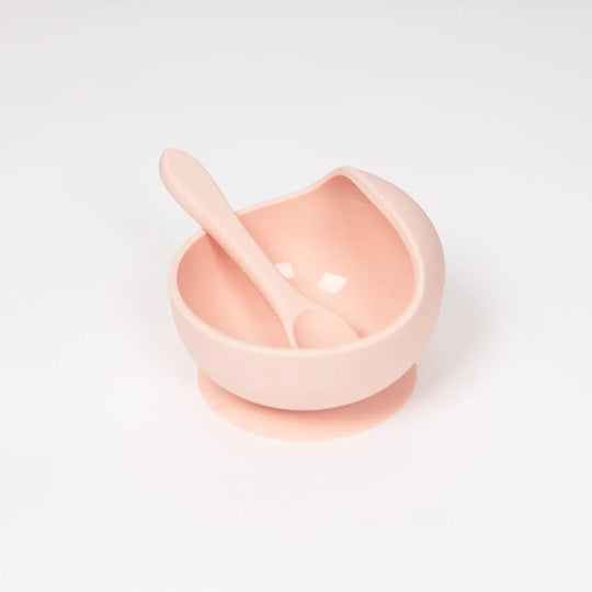 Blush Silicone Suction Bowl w/ Spoon Set